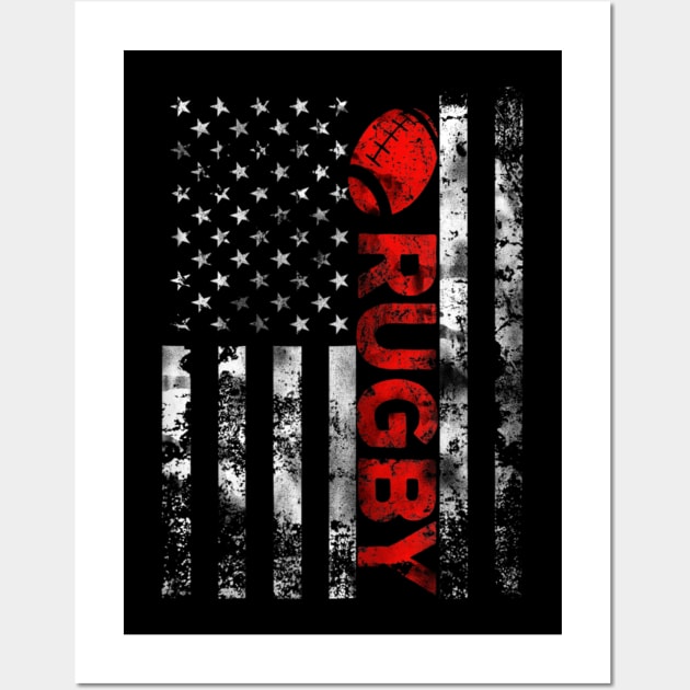 USA Rugby with American Flag Wall Art by Jannysingle